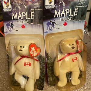 Ty Maple the Bear - Cream and Red Stuffed Animal